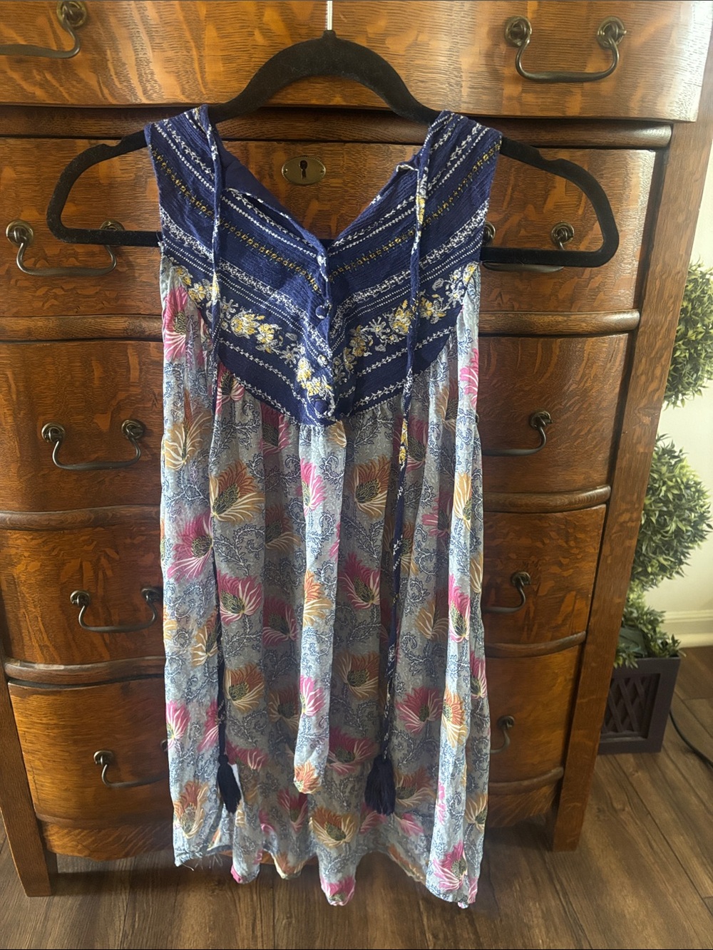 Boho Floral Navy & Pink Tunic